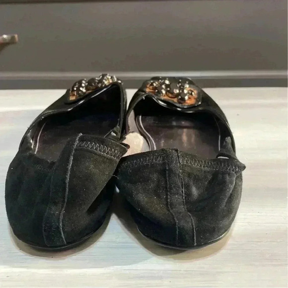Calvin Klein black suede & leather rhinestone ballet flats shoes - Picture 7 of 12